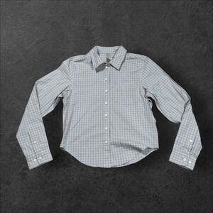 NWT Skims Cotton Poplin Sleep Micro Short Set Top ST-SST-8731W Silver Check Med